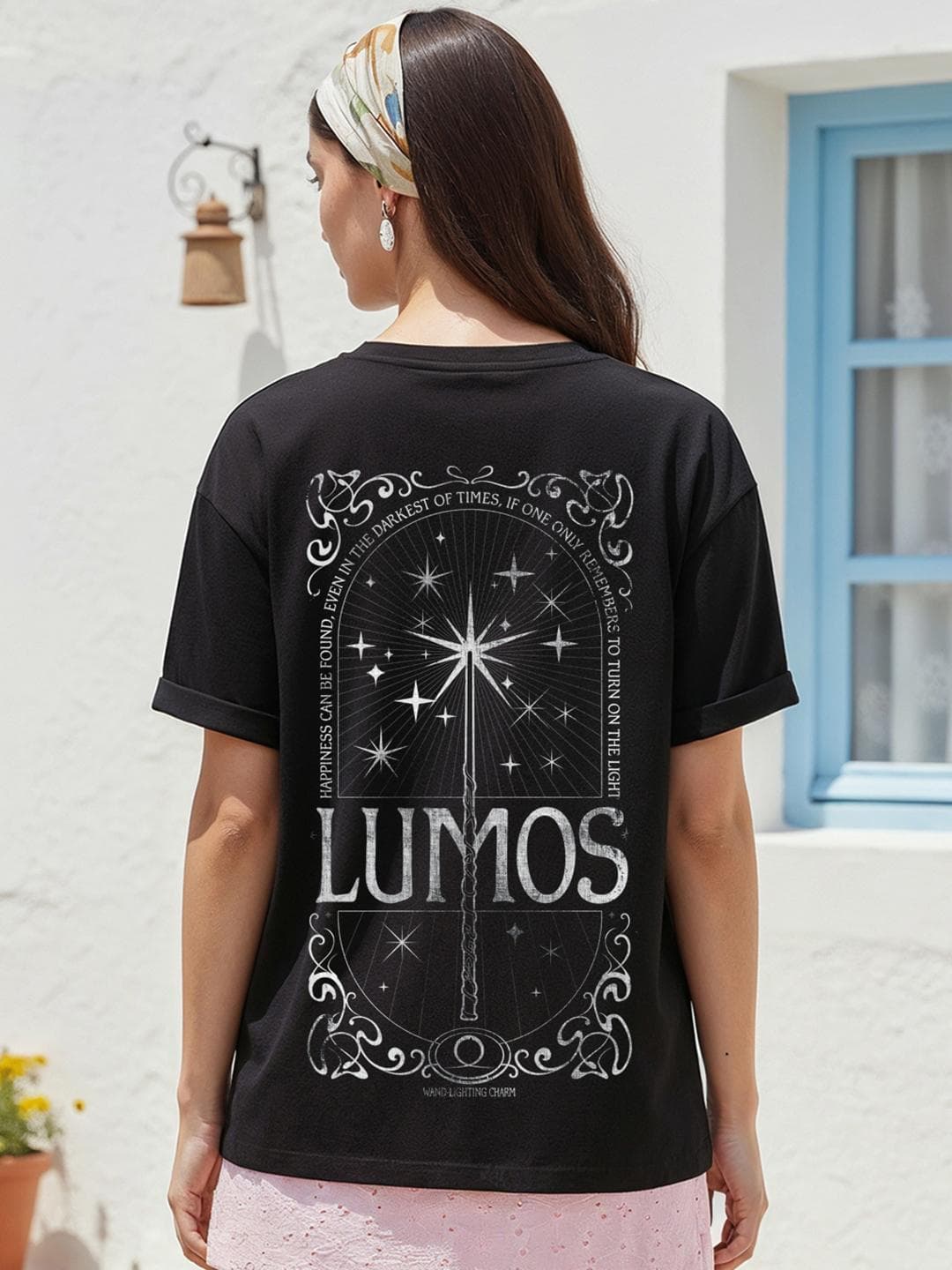 Bewakoof Women Harry Potter Black Typography Printed Graphic Pure Cotton Relaxed Fit T-shirt
