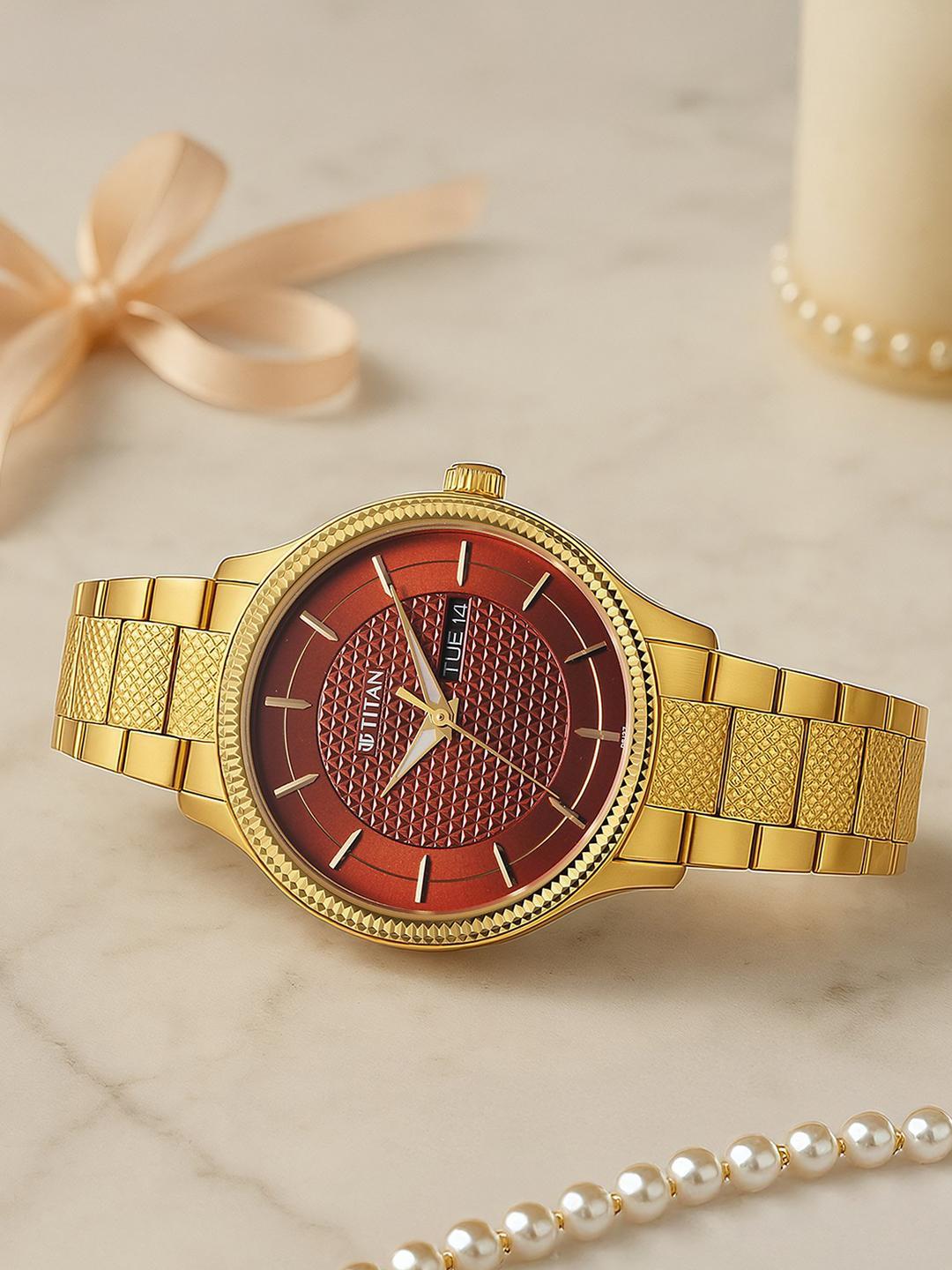 Buy Titan Men Mother Of Pearl Dial & Stainless Steel Straps Analogue Watch 1650YM12 - - Accessories for Men