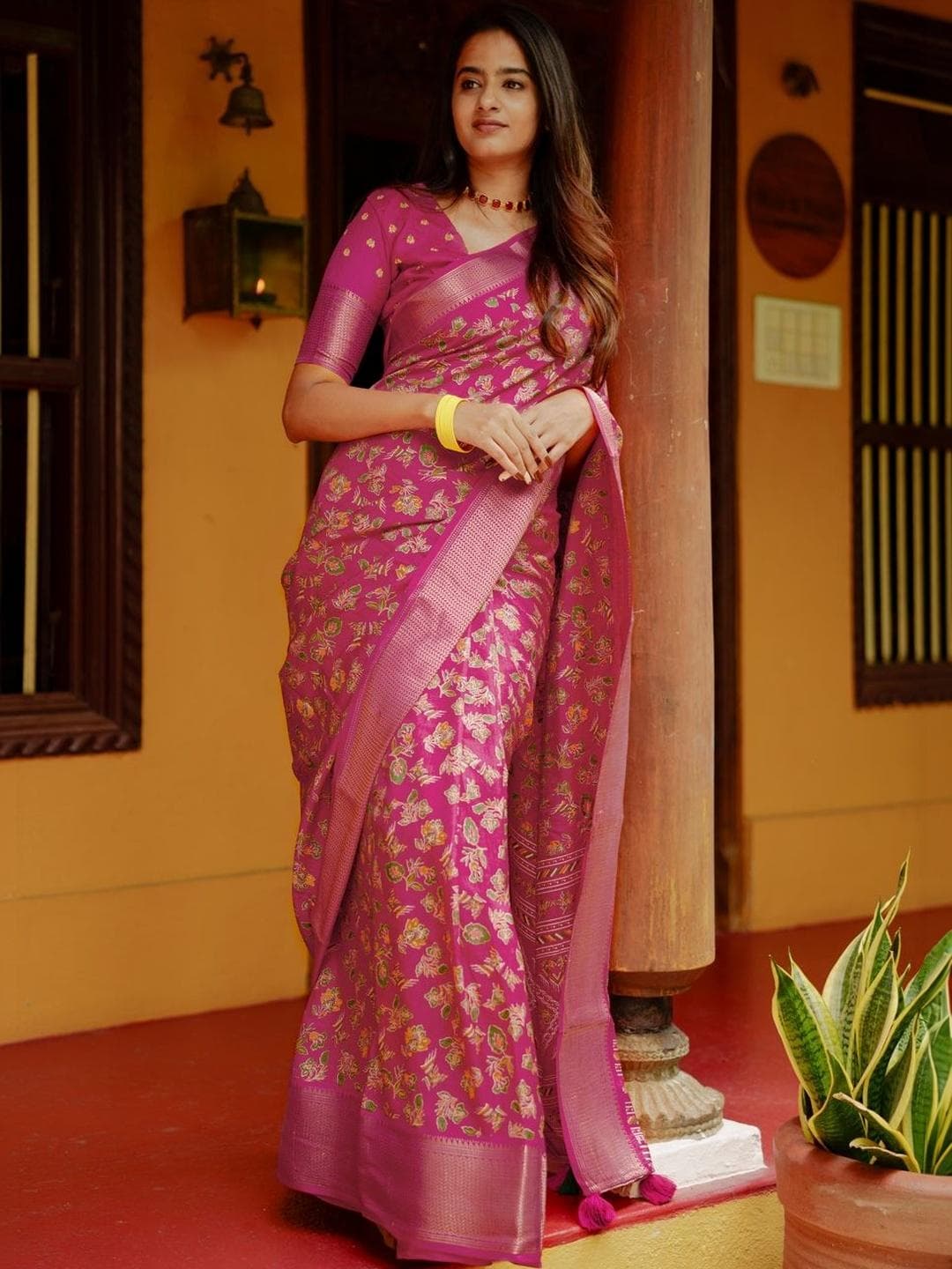 KALINI Ethnic Motifs Zari Silk Cotton Handloom Saree