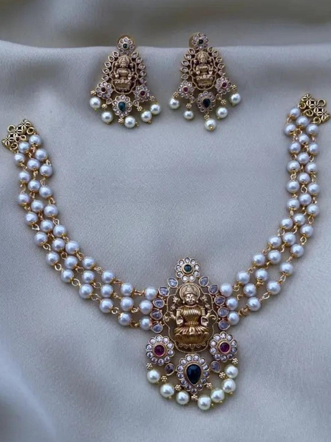 Buy TEEMEX Gold Plated Stone Studded & Beaded Jewellery Set - - Accessories for Women