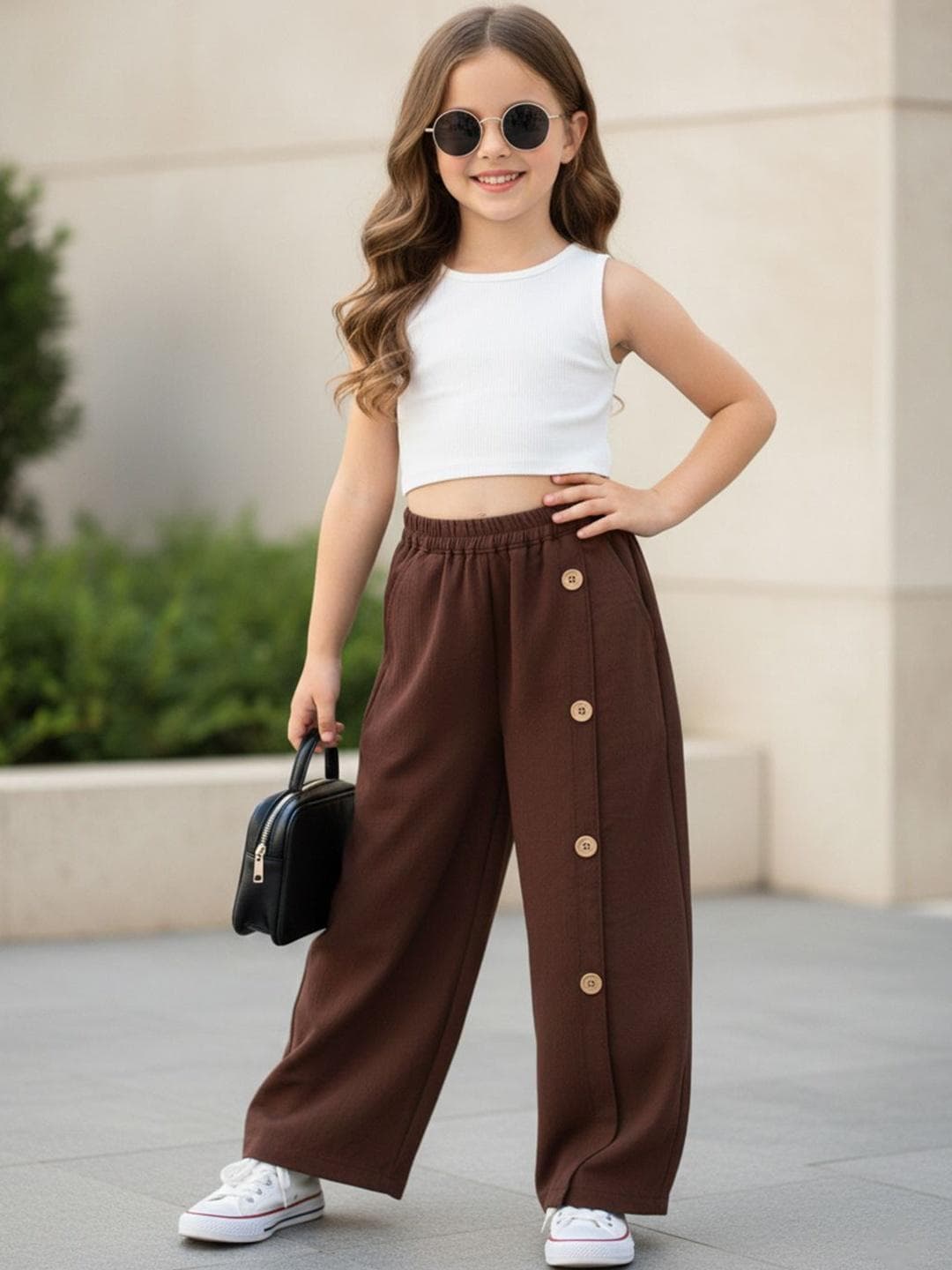 Cutiekins Girls Solid Mid-Rise Regular-Fit Trousers