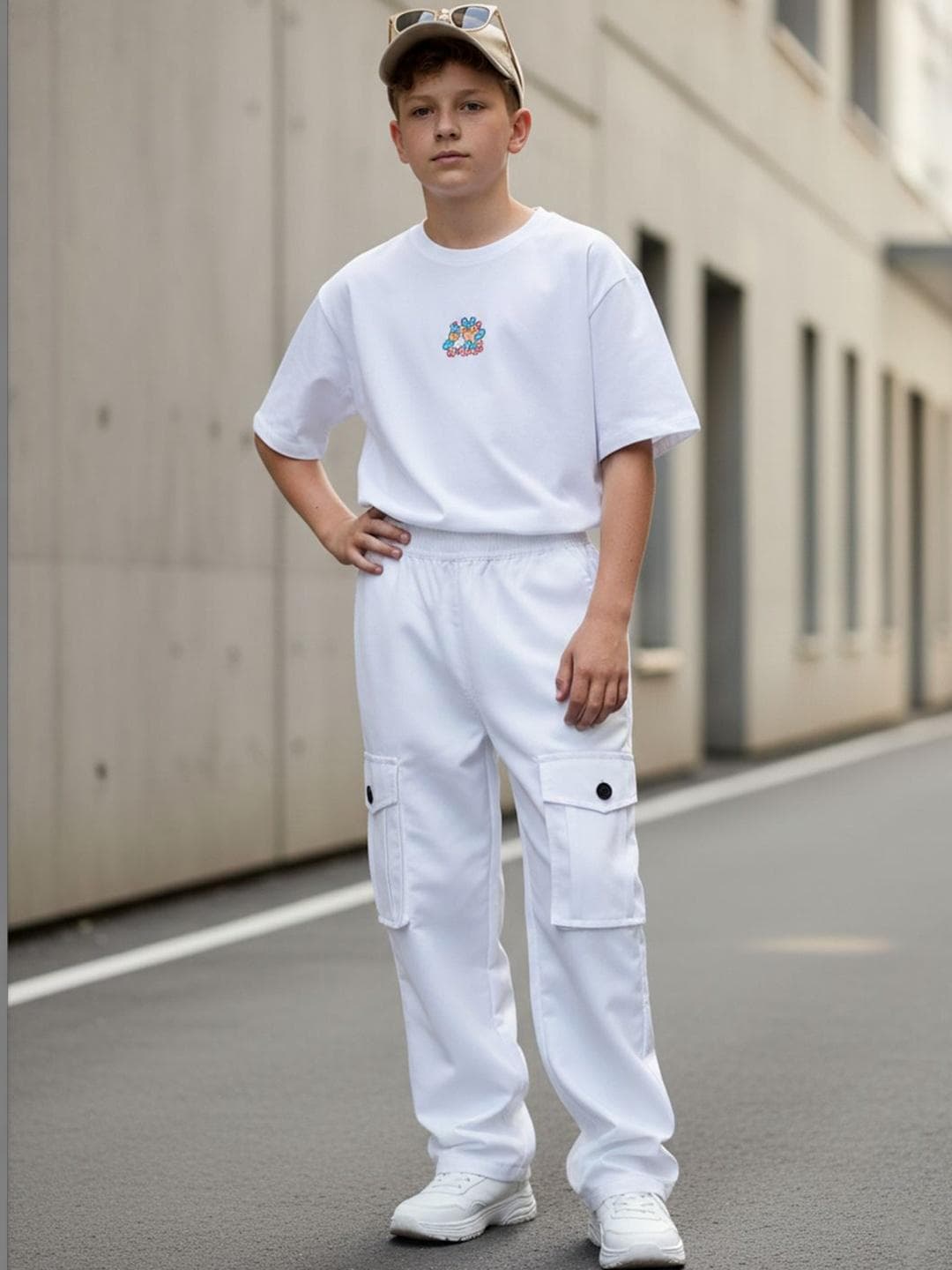 Cutiekins Boys Solid Mid-Rise Regular-Fit Cargo Pants