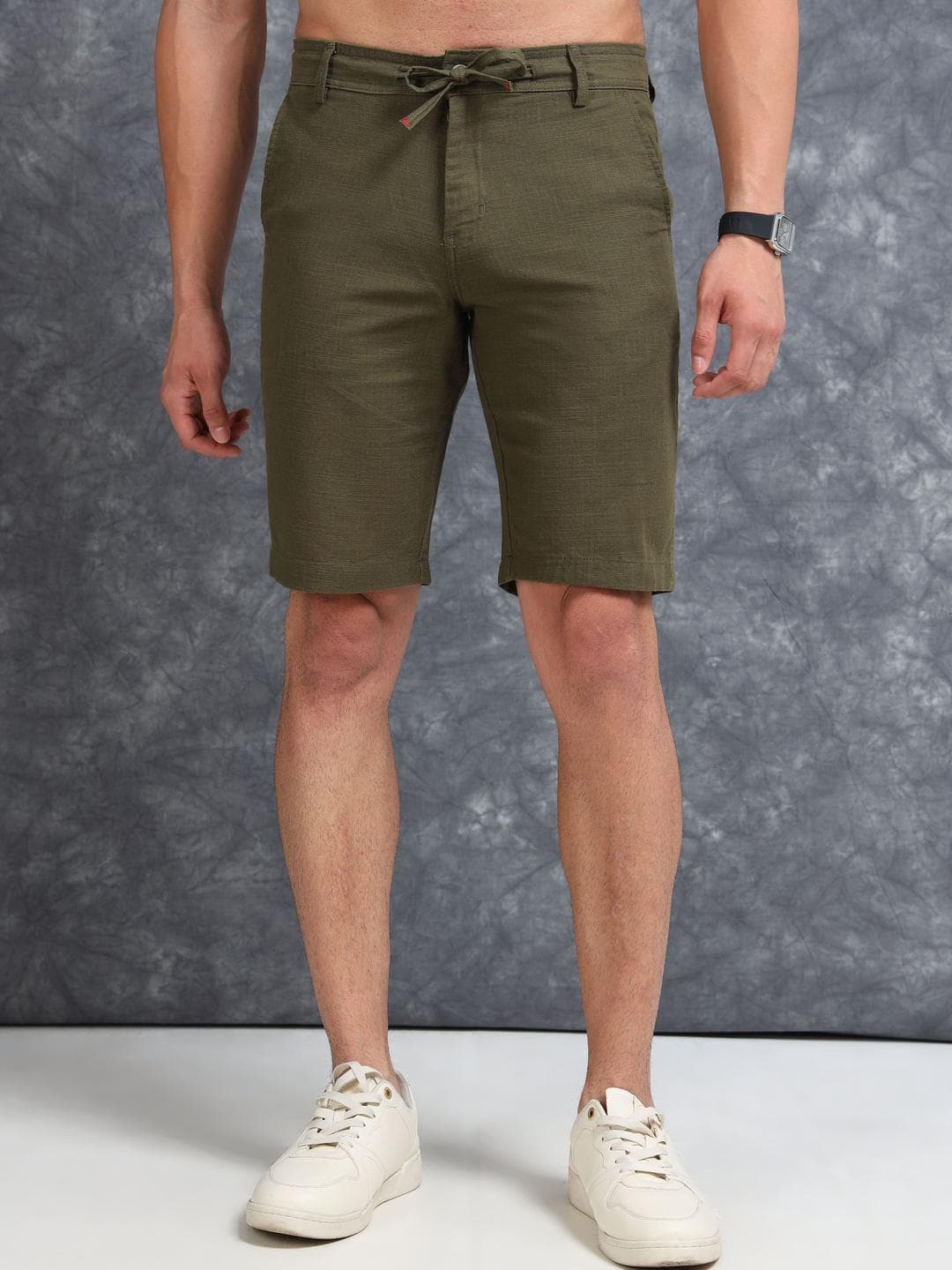 The Roadster Lifestyle Co Men Linen Knee Length Regular Shorts