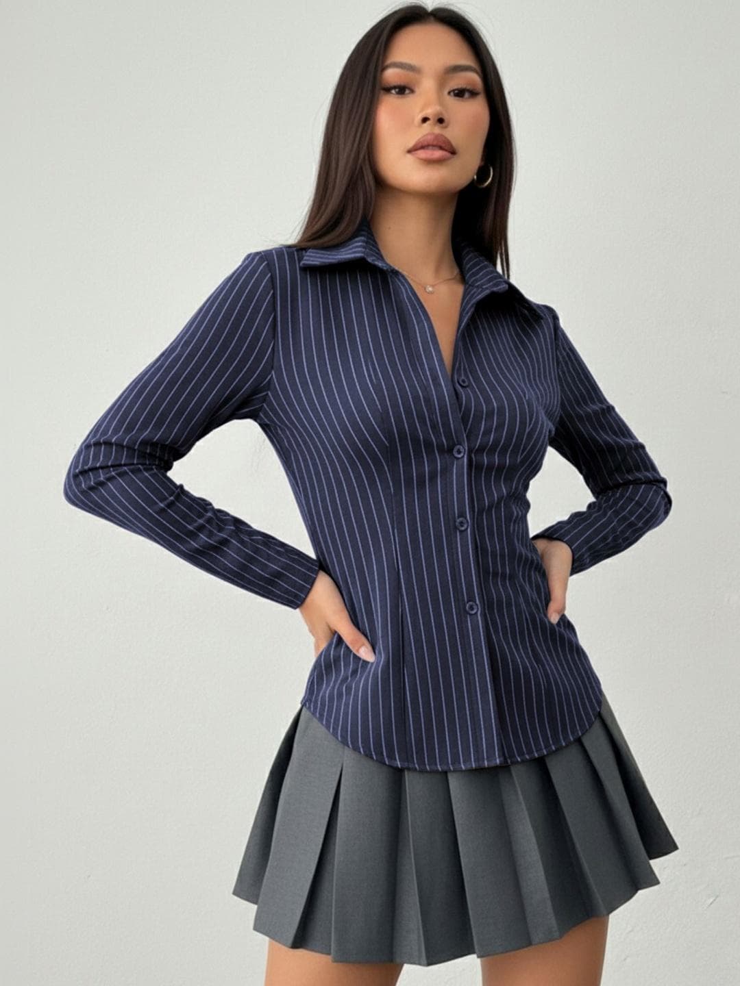 CORSICA Women Slim Fit Striped Casual Shirt