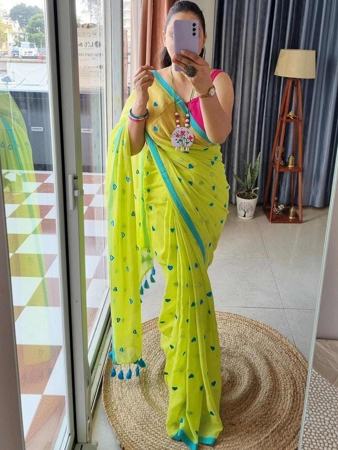 ACHOL Embroidered Pure Cotton Saree