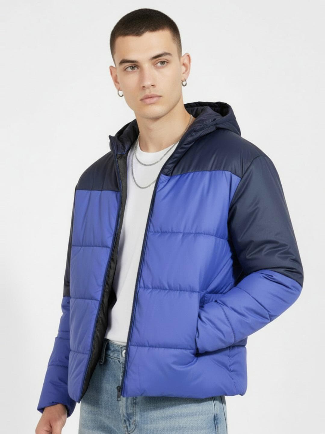 glitchez Colourblocked Padded Hooded Jacket