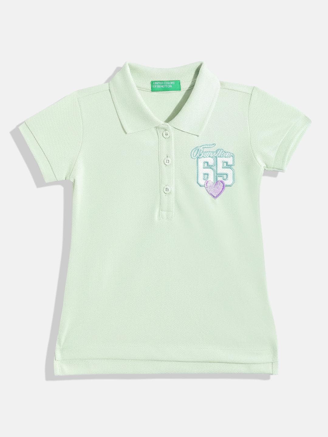 United Colors of Benetton Girls Embroidered Polo Collar T-shirt