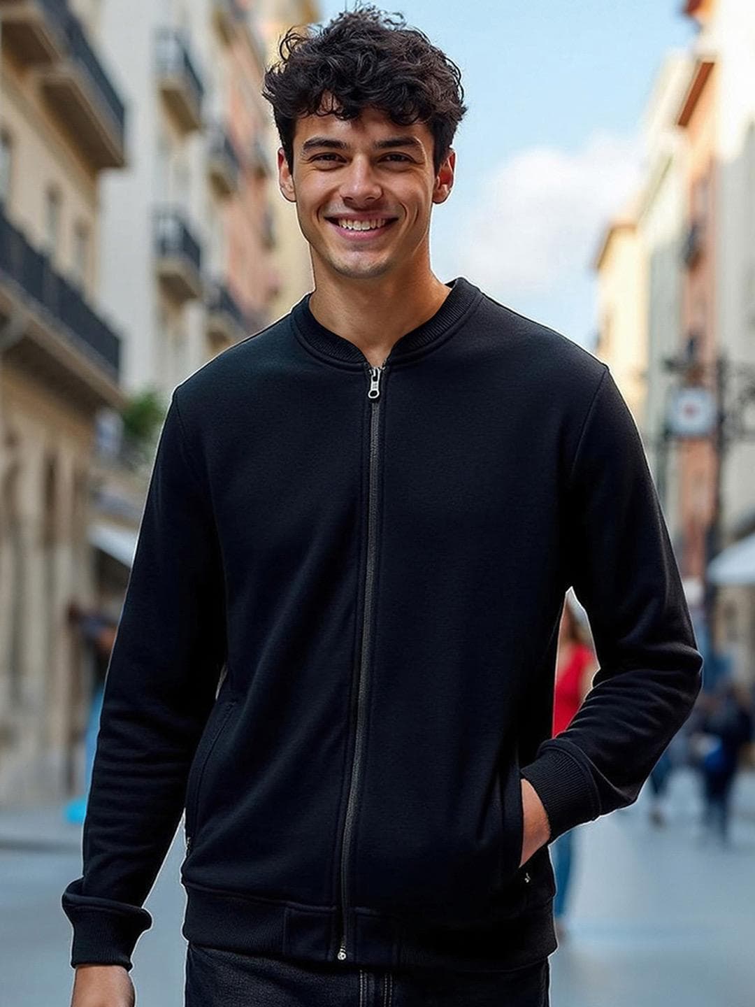 Bewakoof Men Black Fleece Sweatshirt