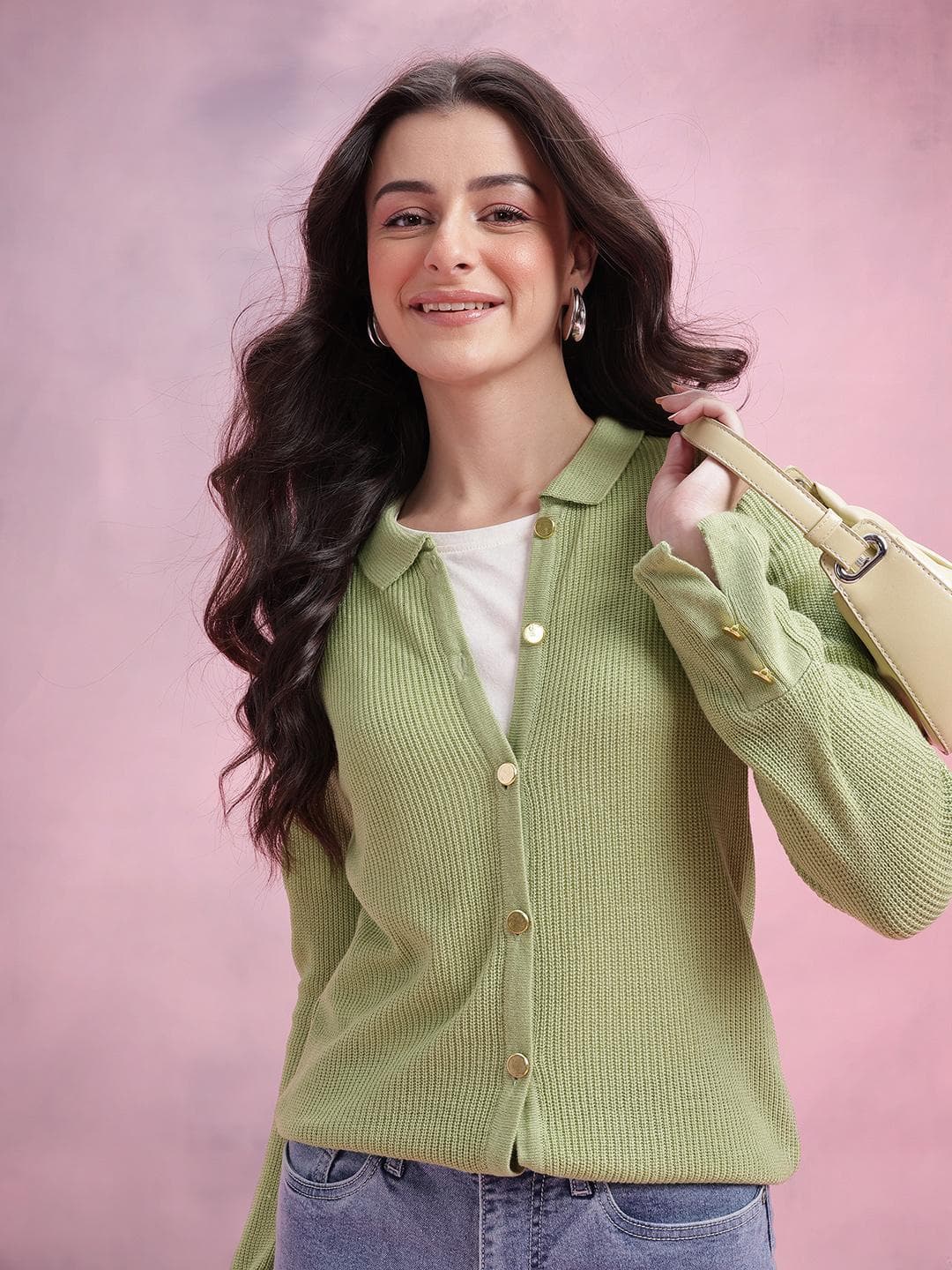 DressBerry Shirt Collar Cardigan