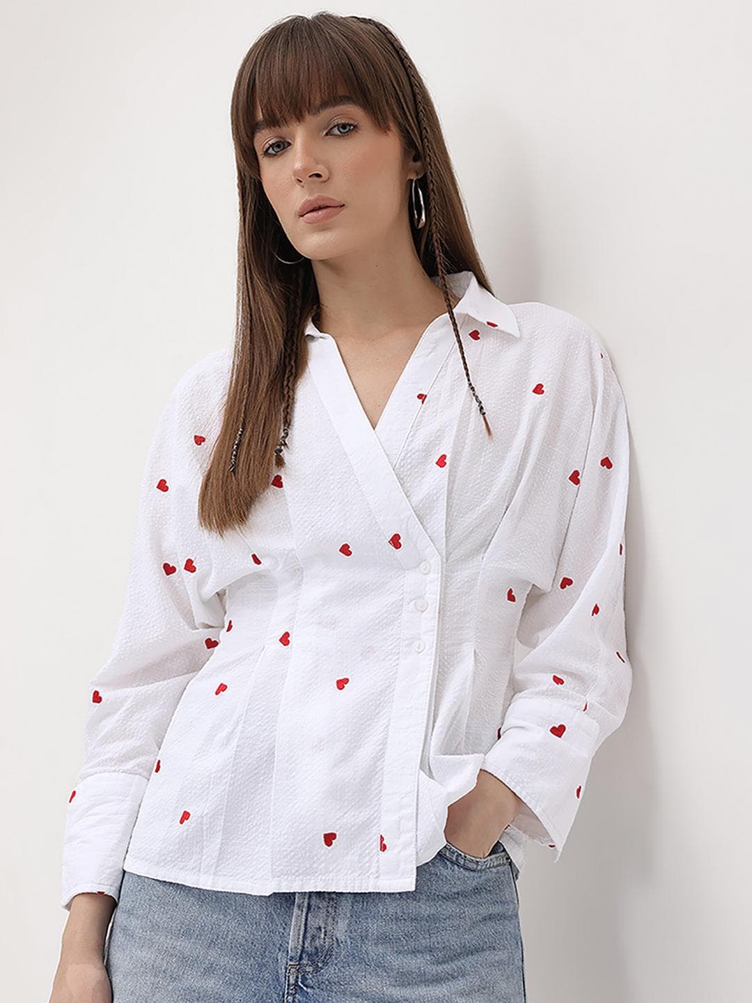 The Roadster Life Co. Double-Breasted Pure Cotton Embroidered Shirt