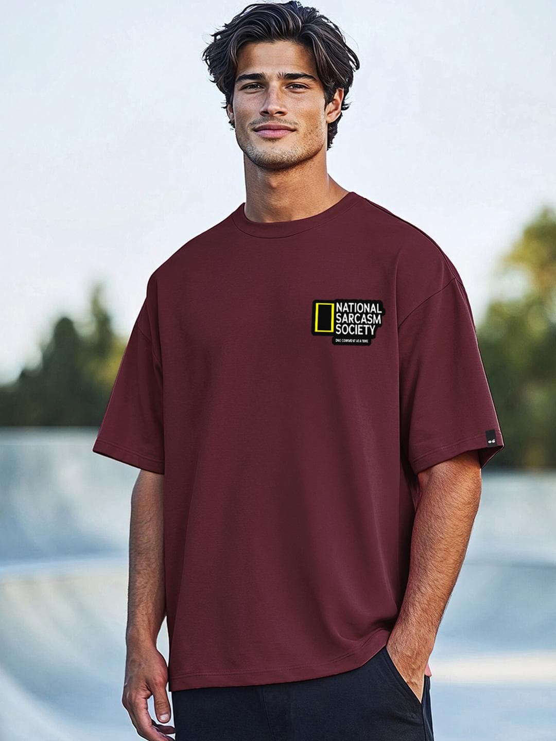 Bewakoof Men Typography Printed Round Neck Pure Cotton Oversized T-shirt