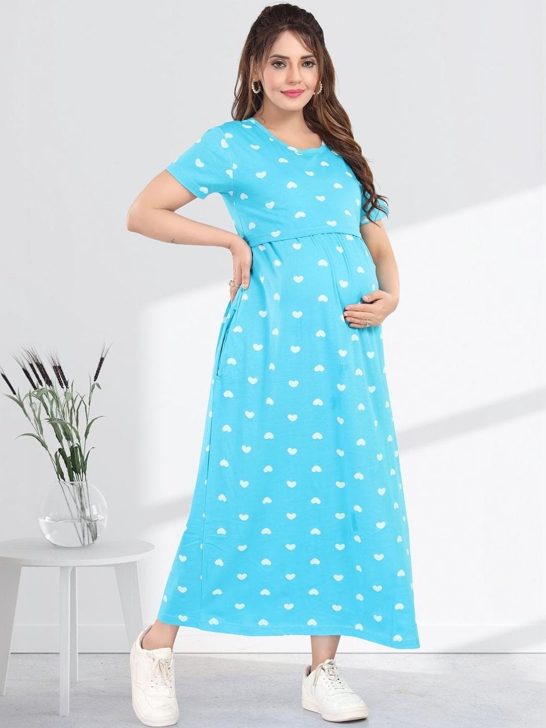MomsBae Printed Maxi Nightdress