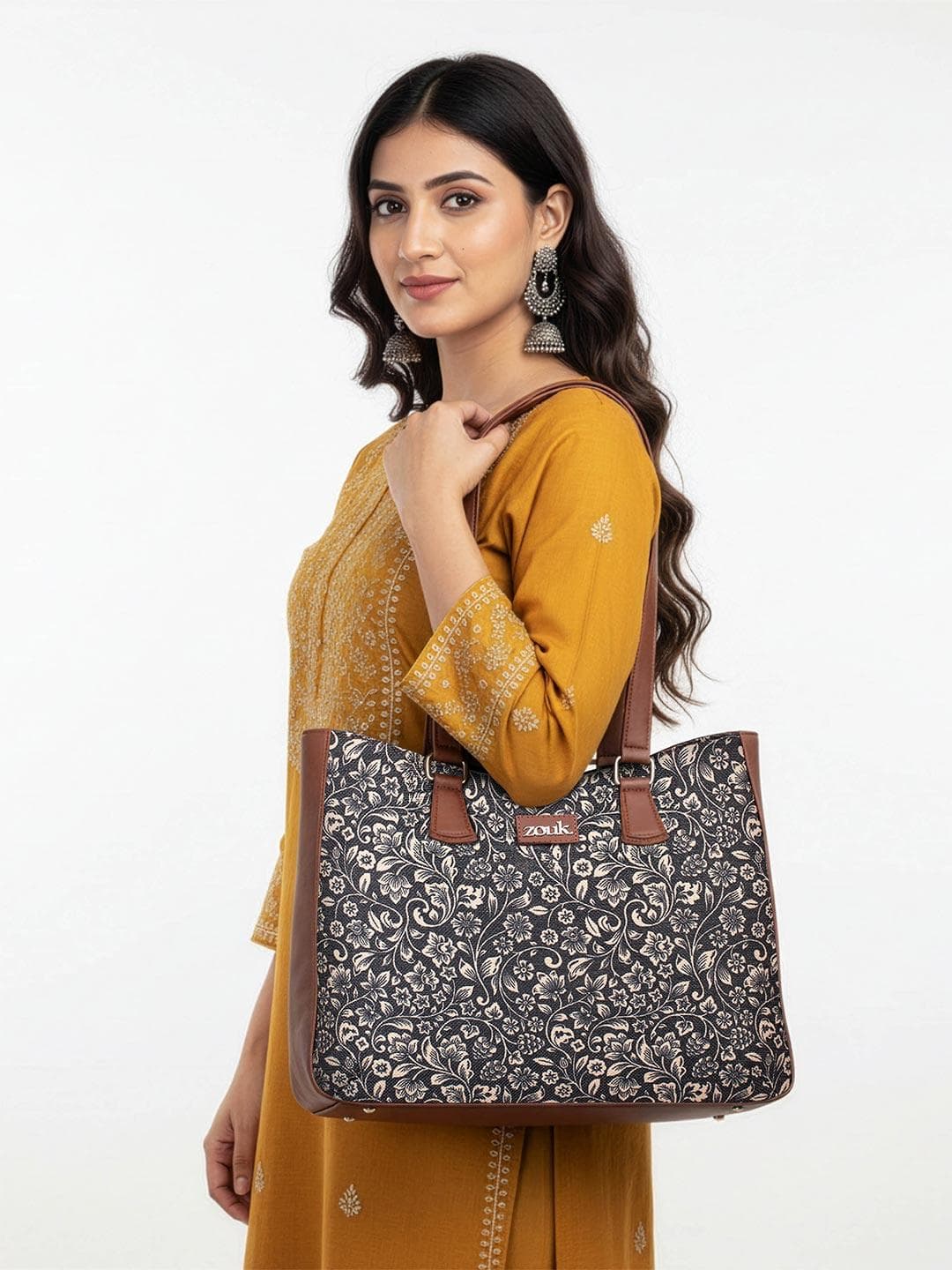 ZOUK Women Floral Printed Structured Tote Bag Handbag