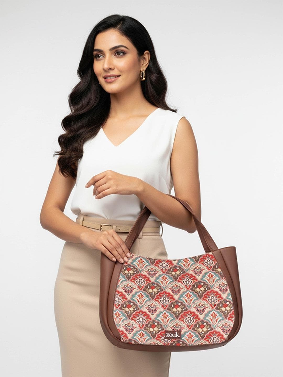 Buy ZOUK Ethnic Motifs Printed Structured Jute Shoulder Bag - - Accessories for Women