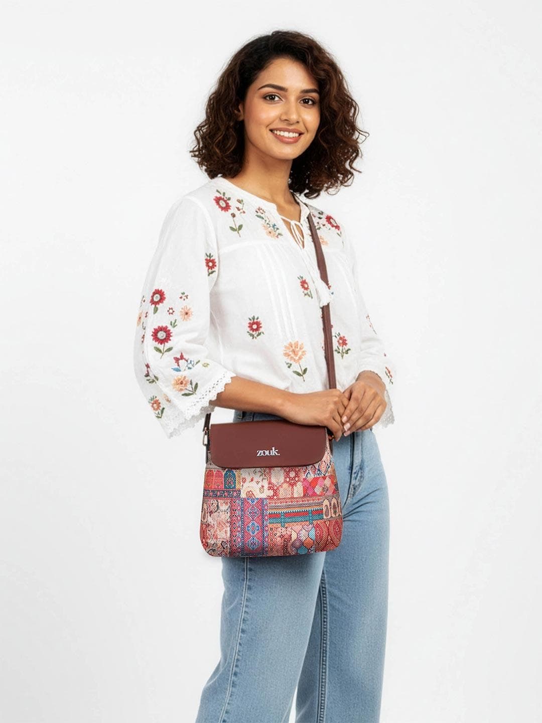 Buy ZOUK Ethnic Motifs Printed Structured Sling Bag - - Accessories for Women