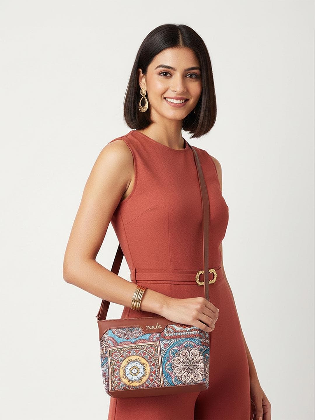 Buy ZOUK Floral Printed Structured Sling Bag - - Accessories for Women