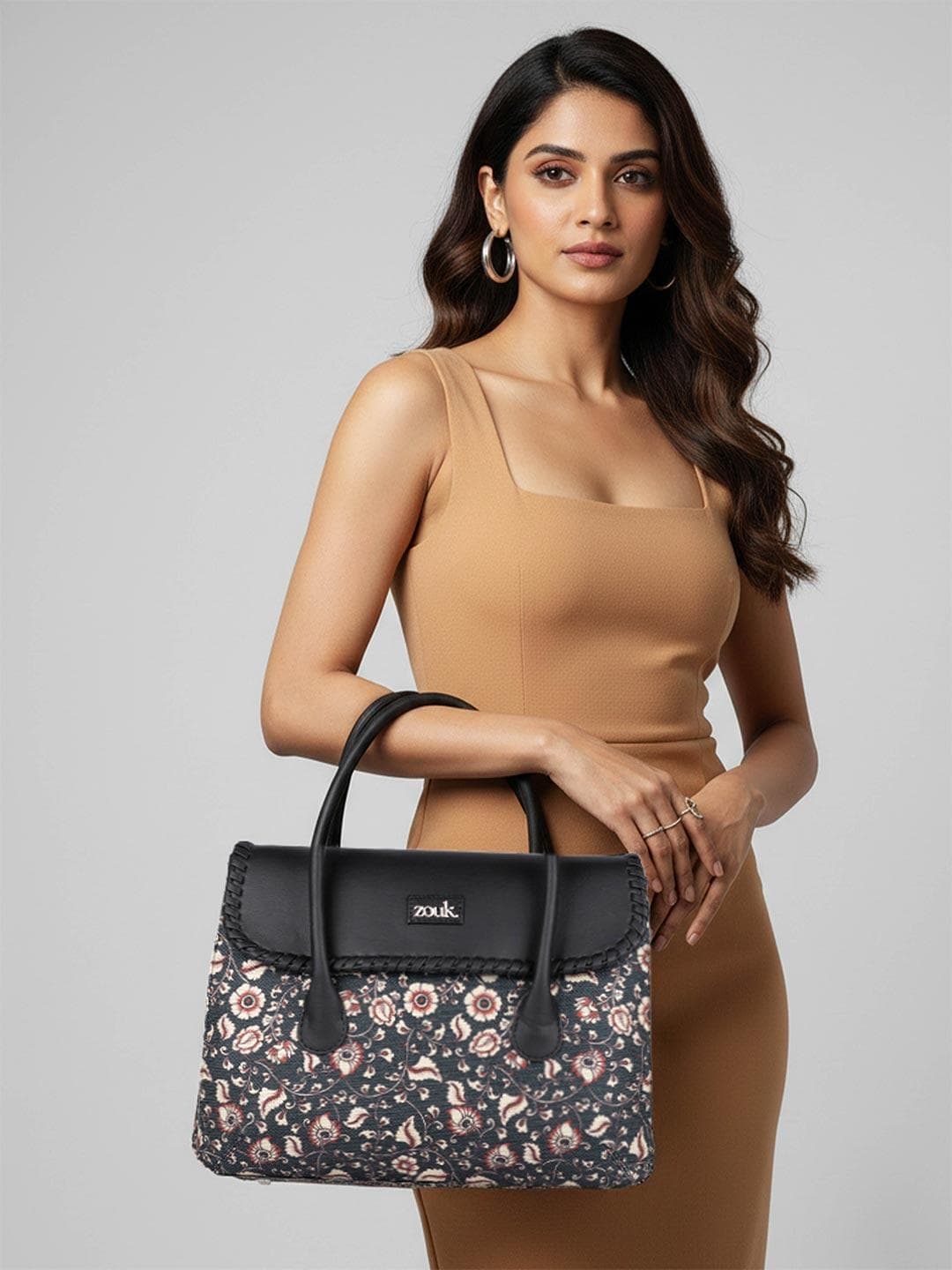 Buy ZOUK Floral Printed Structured Jute Handheld Bag - - Accessories for Women