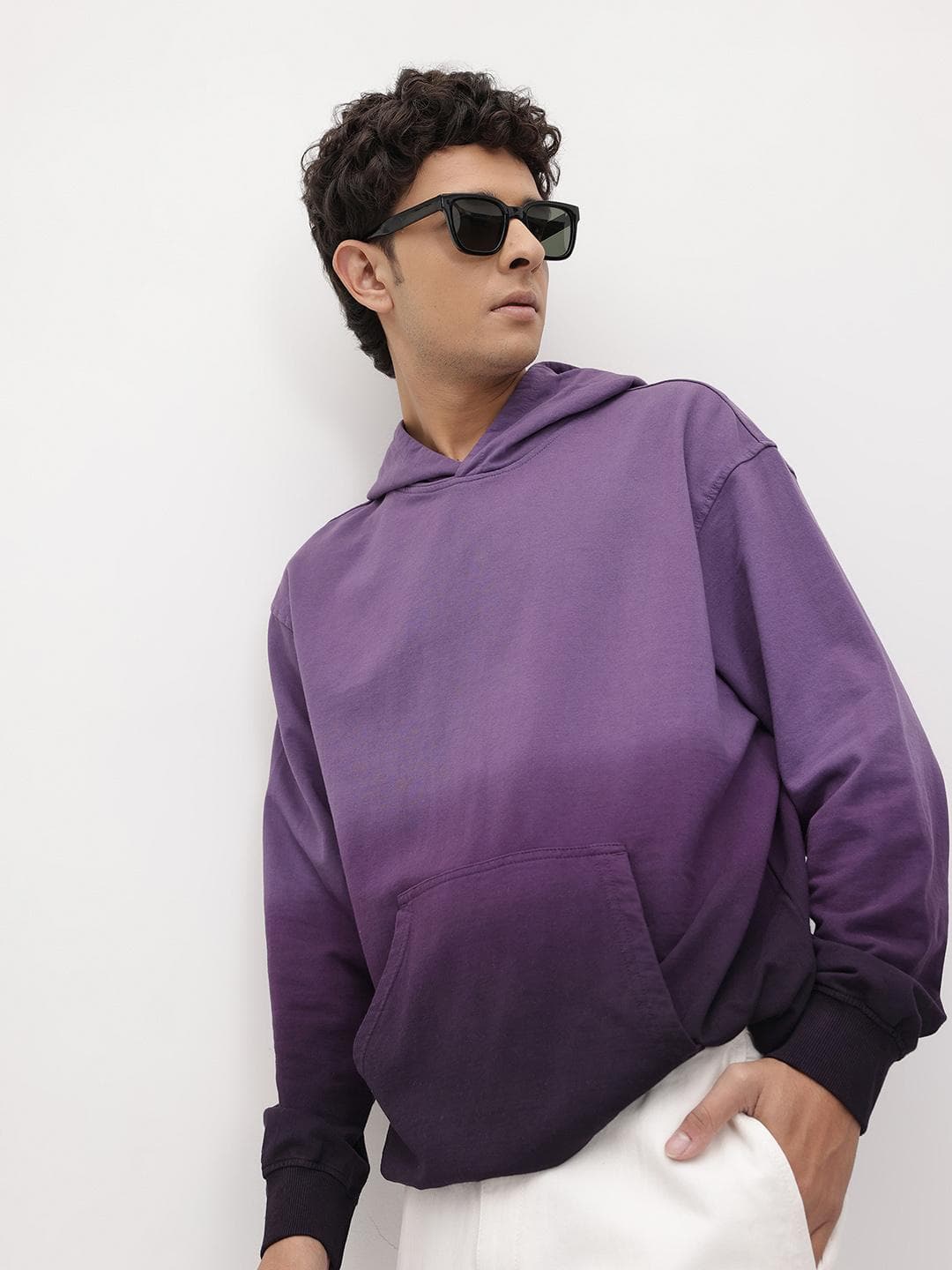 The Roadster Life Co. Ombre Relaxed Fit Pure Cotton Hooded Pullover Sweatshirt