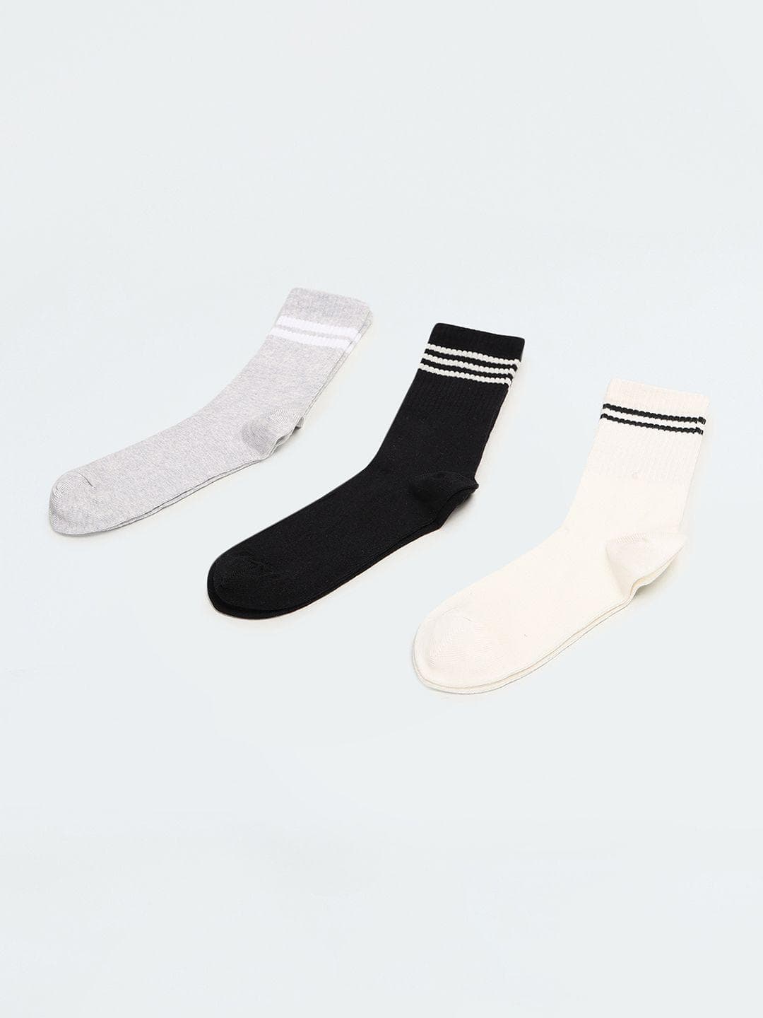 Buy Max Women Pack Of 3 Striped Calf Length Socks - - Accessories for Women