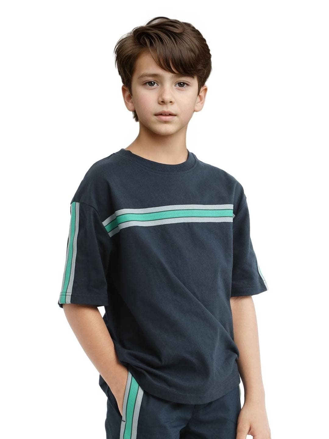 RARE ONES Boys Striped Round Neck T-shirt