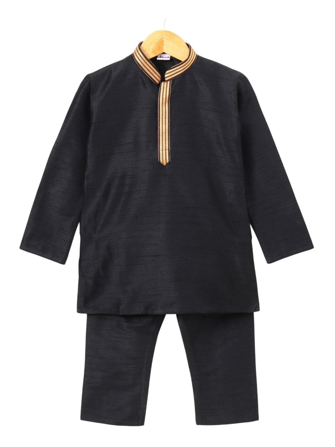 Pehanaava Boys Embroidered Gotta Patti Mandarin Collar A-Line Kurta