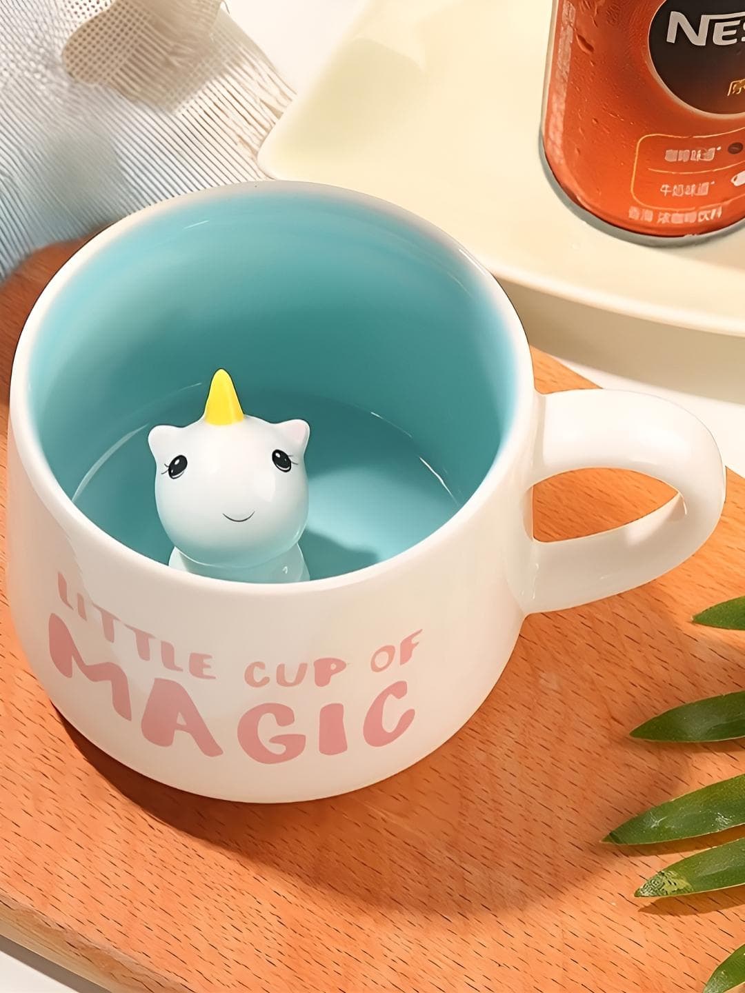 Buy BonZeaL White & Pink Printed Ceramic Glossy Mug With Unicorn Inside Figurine 350 Ml - - Home for Unisex