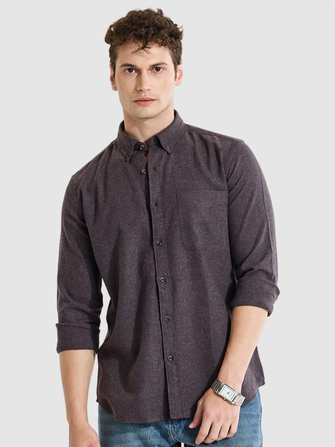 Snitch Men Smart Slim Fit Opaque Casual Shirt