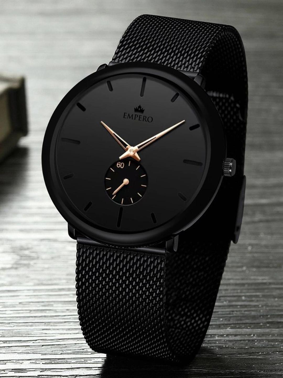 Buy EMPERO Men Brass Dial & Stainless Steel Bracelet Style Straps Analogue Chronograph Watch EAB303 Full Black - - Accessories for Men