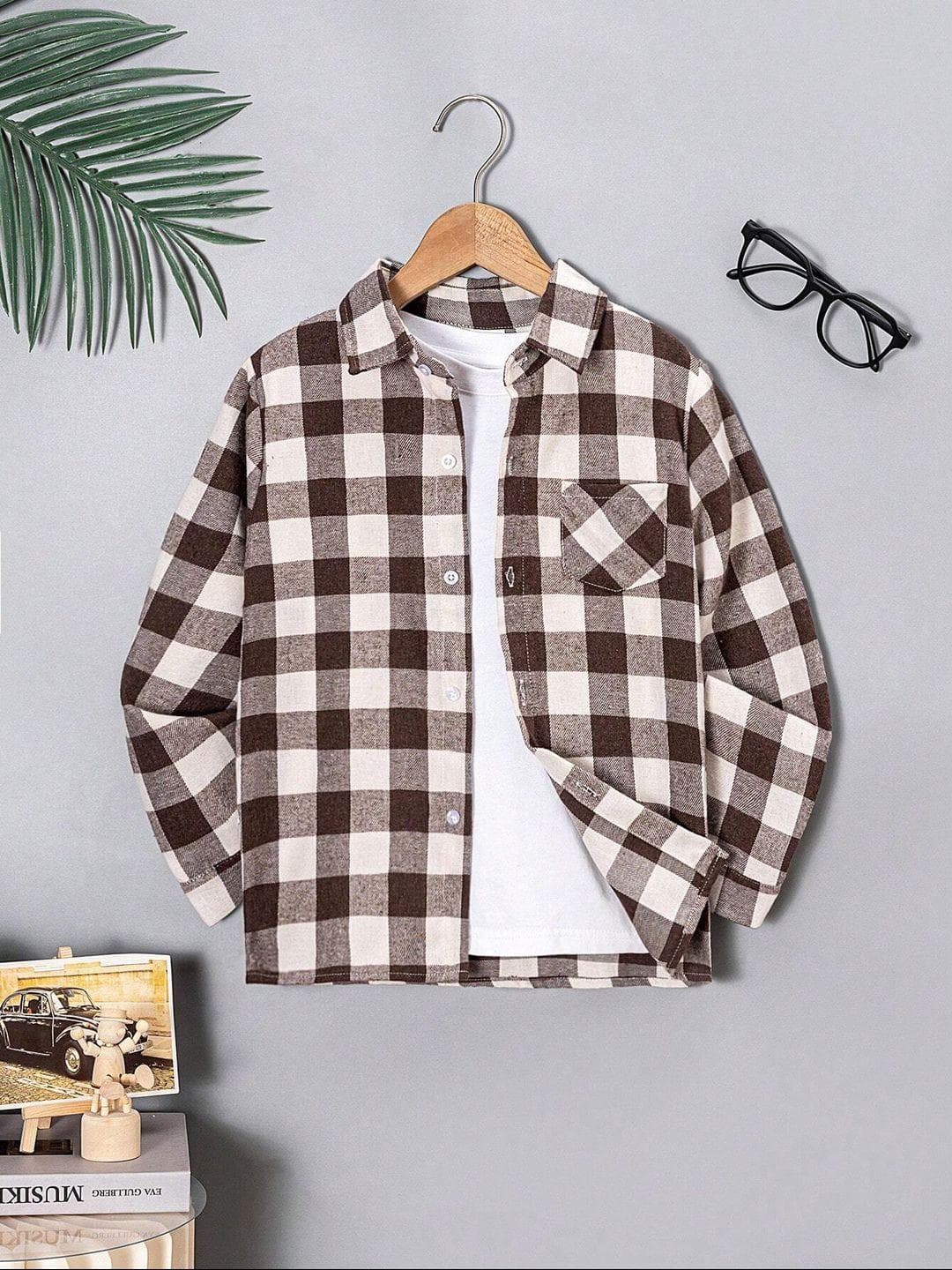 BAESD Boys Standard Gingham Checks Opaque Checked Party Shirt