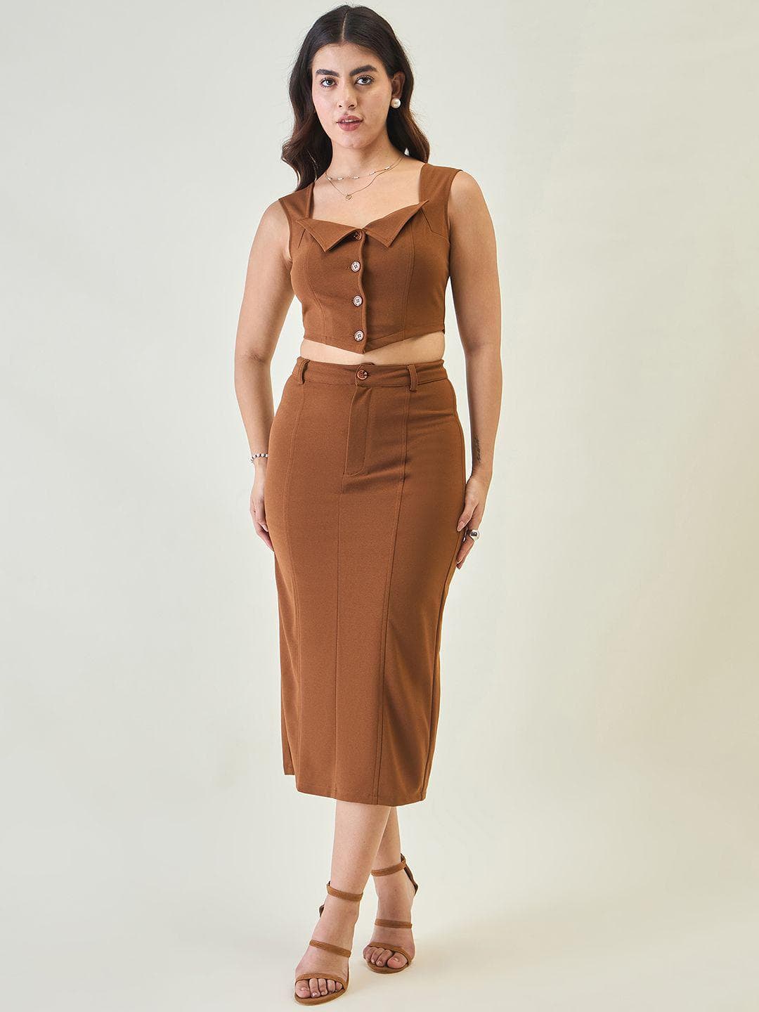 aayu Square Neck Top With Skirt