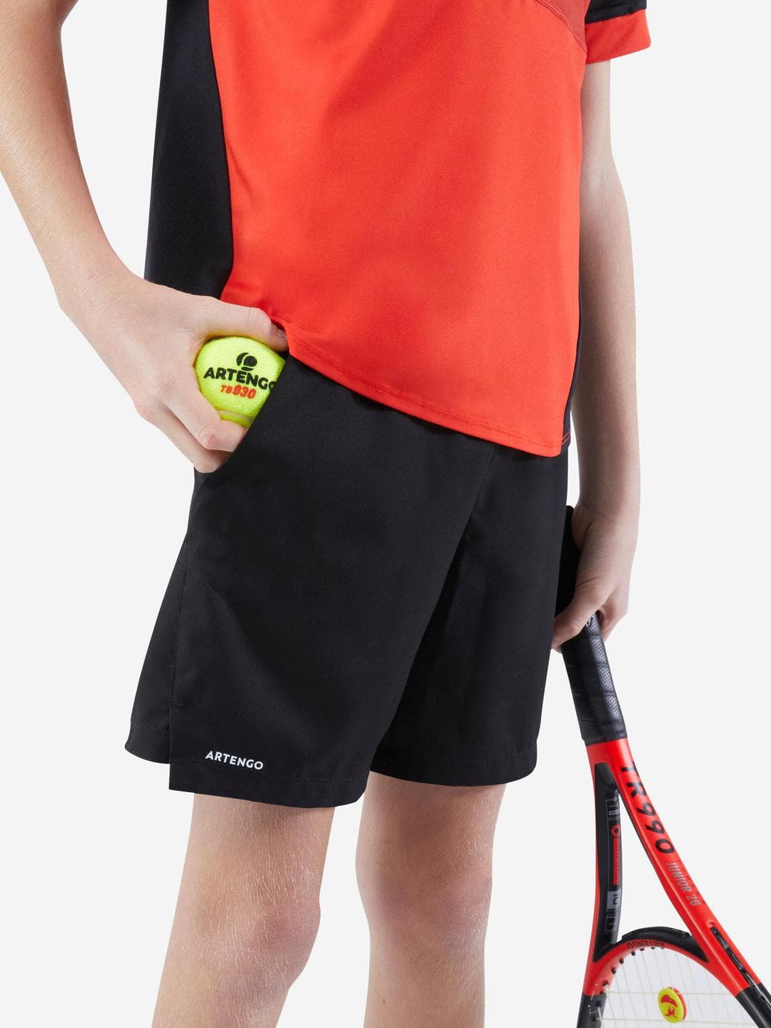 Decathlon Kuikma - Kids Black TSH Dry Breathable Tennis Shorts