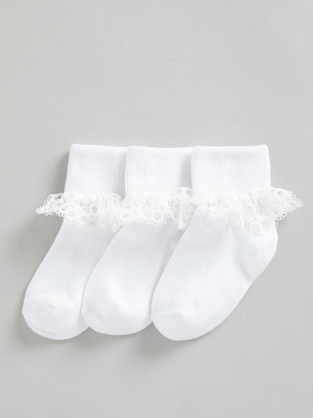 Buy Mothercare Infant Girls Pack Of 3 Lace Ankle Length Socks - - Accessories for Girls