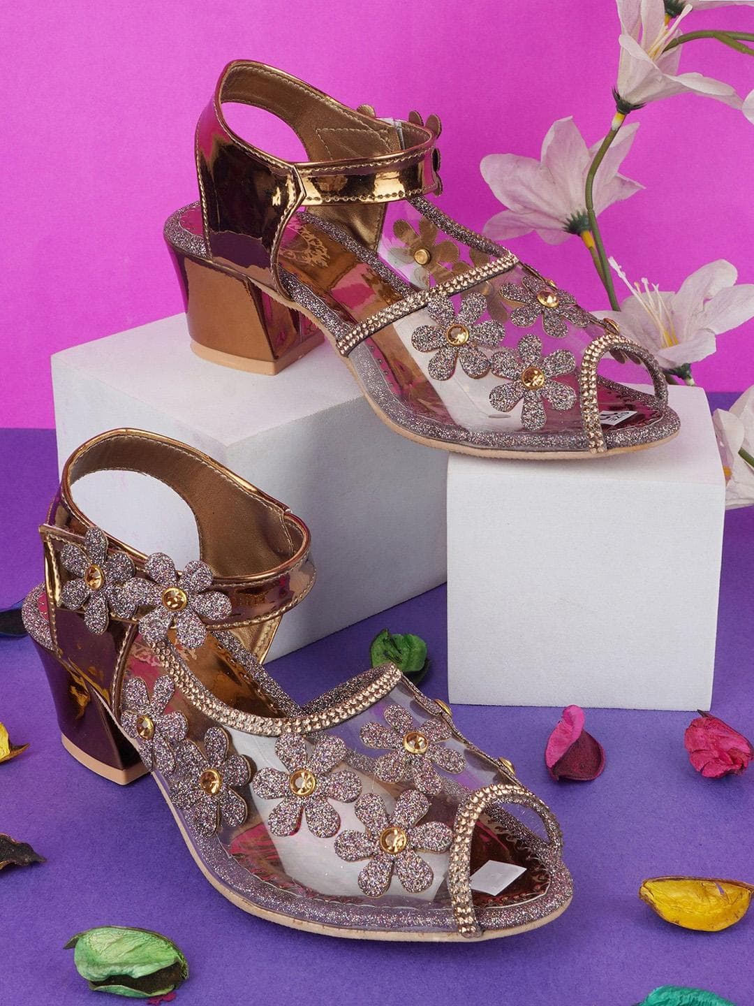BAESD Girls Embellished Party Block Heels