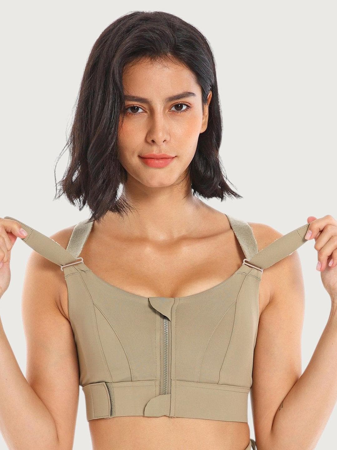 Buy PLUMBURY Full Coverage Front Zip Lightly Padded High Support Workout Sports Bra - - Apparel for Women