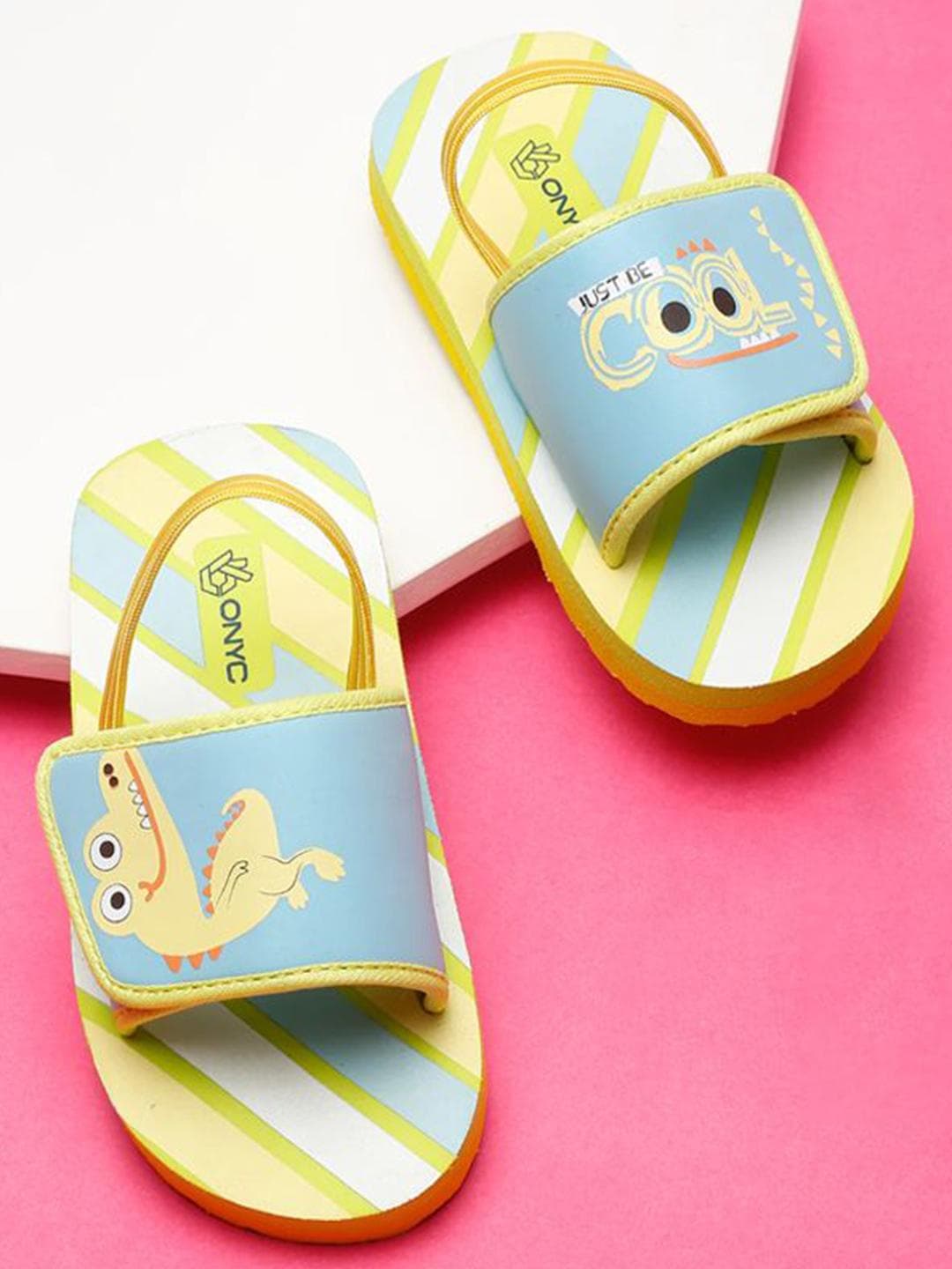 ONYC Kids Printed Crocodile Sliders With Adjustable Strap & Back Support