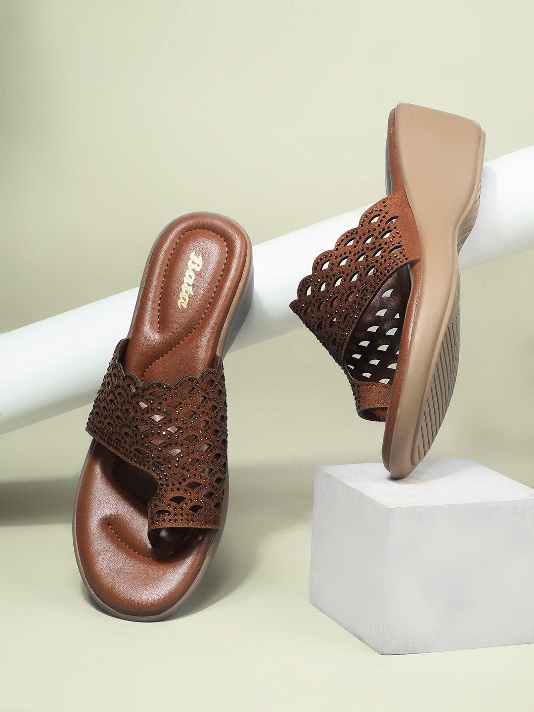 Bata Women Embellished Wedge Heels Sandals