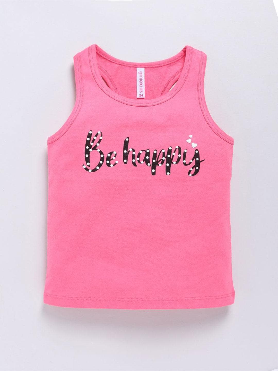 Ginie Girls Typography Printed Round Neck Top