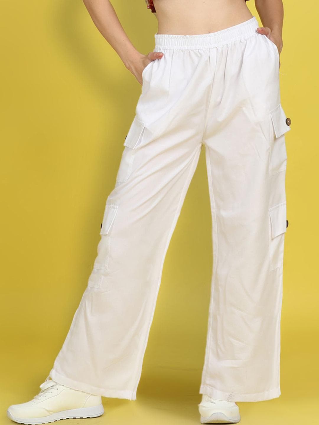 Cutiekins Girls Easy Wash Mid-Rise Cargos Trousers With Pocket Detailing
