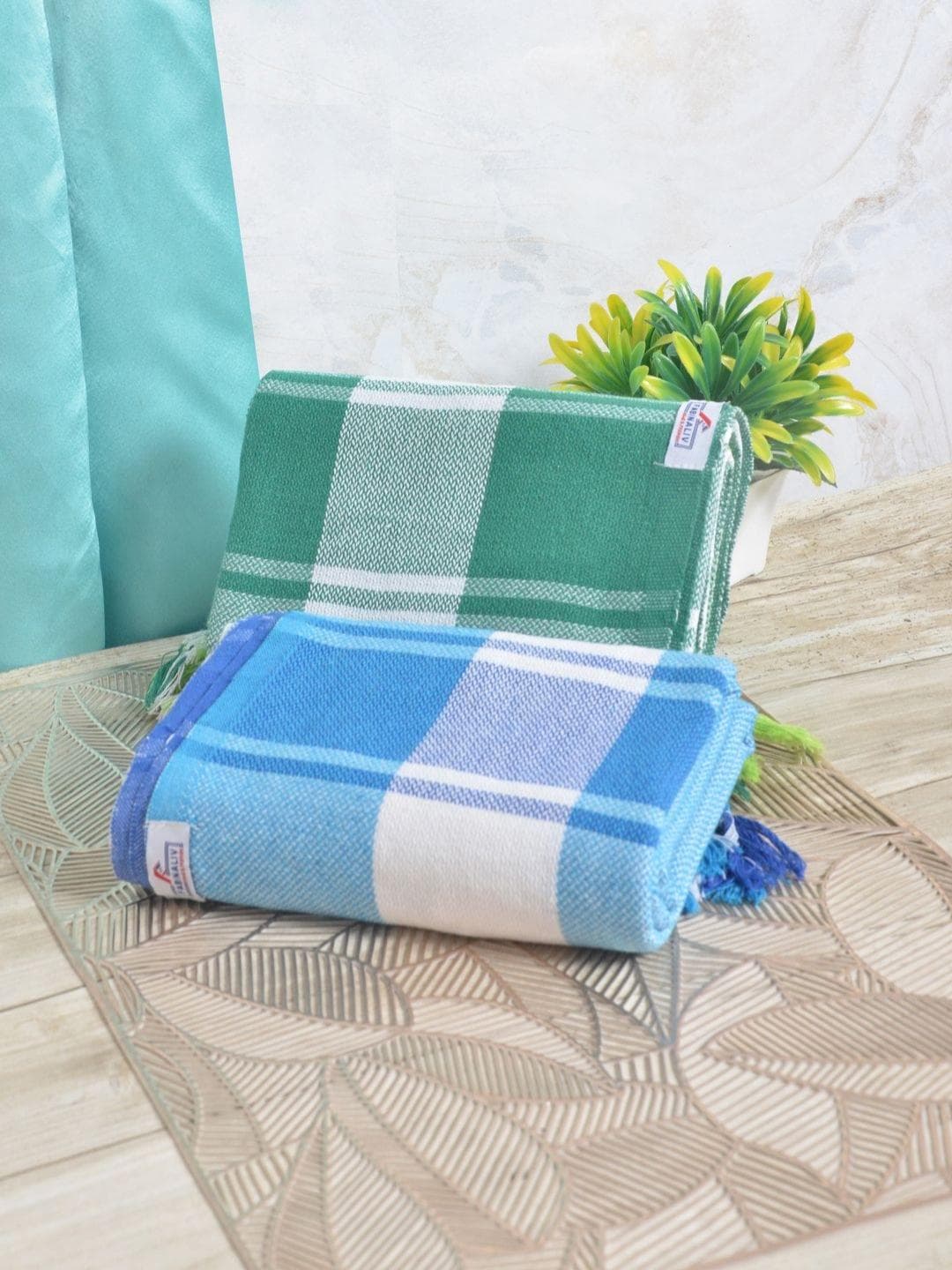 Buy FABINALIV White Striped Cotton 225GSM Super Soft 2PCs Adult Regular Bath Towel 59x30In - - Home for Unisex