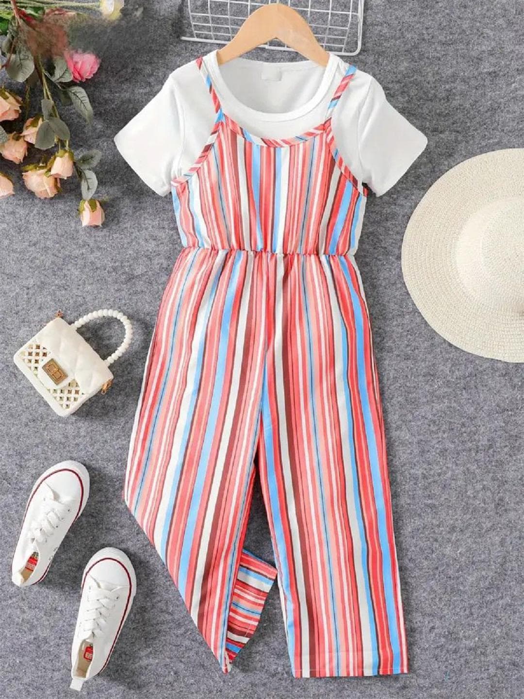BAESD Girls Striped Culotte Jumpsuit