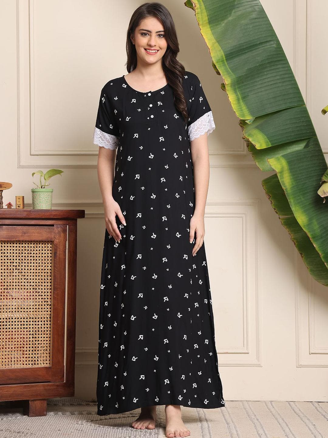 Claura Printed Maxi Nightdress