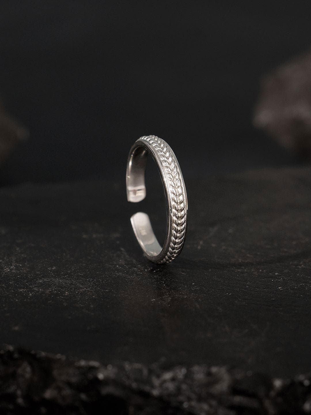 GIVA Men 925 Sterling Silver Rhodium-Plated Czar Adjustable Finger Ring
