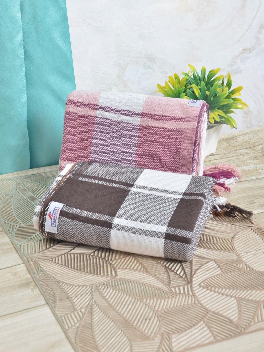 Buy FABINALIV White Striped Cotton 225GSM Super Soft 2PCs Adult Regular Bath Towel 59x30In - - Home for Unisex