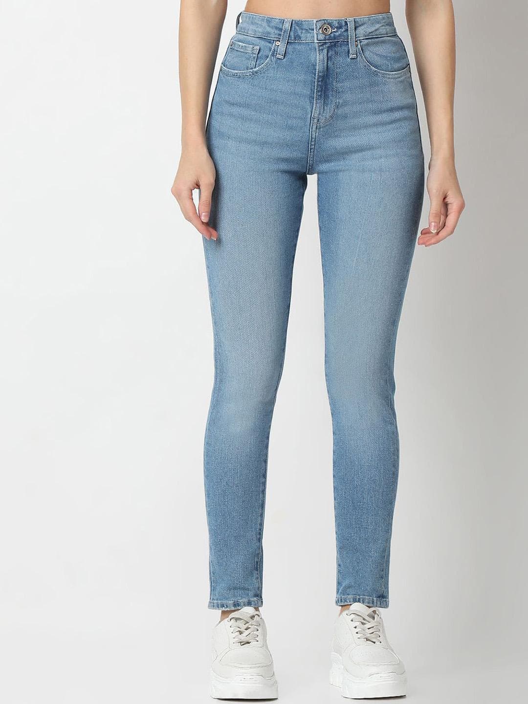 SPYKAR Women Slim Fit High-Rise Heavy Fade Jeans