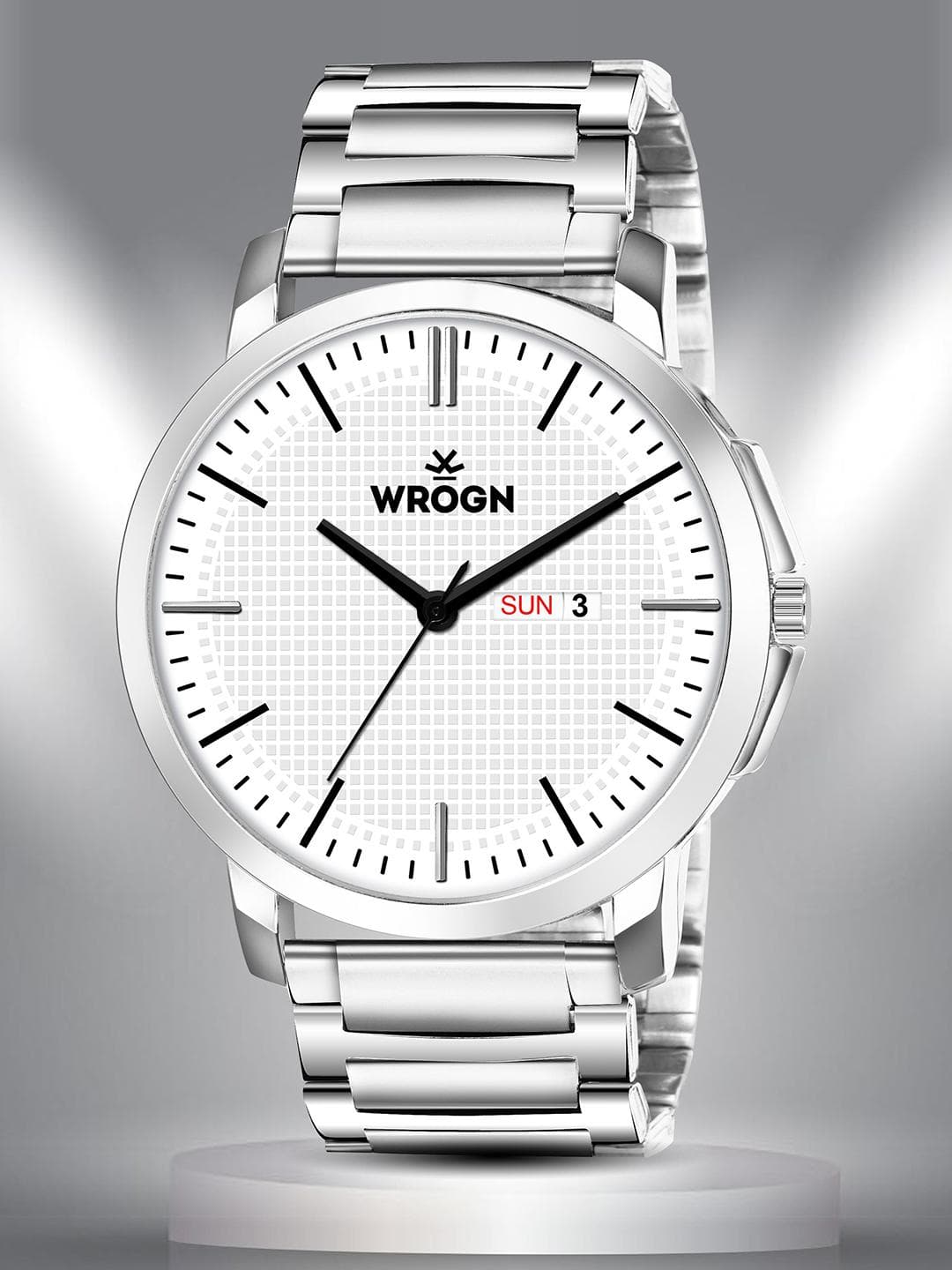 WROGN Men Brass Dial & Stainless Steel Bracelet Style Straps Analogue Watch WR-6607-White