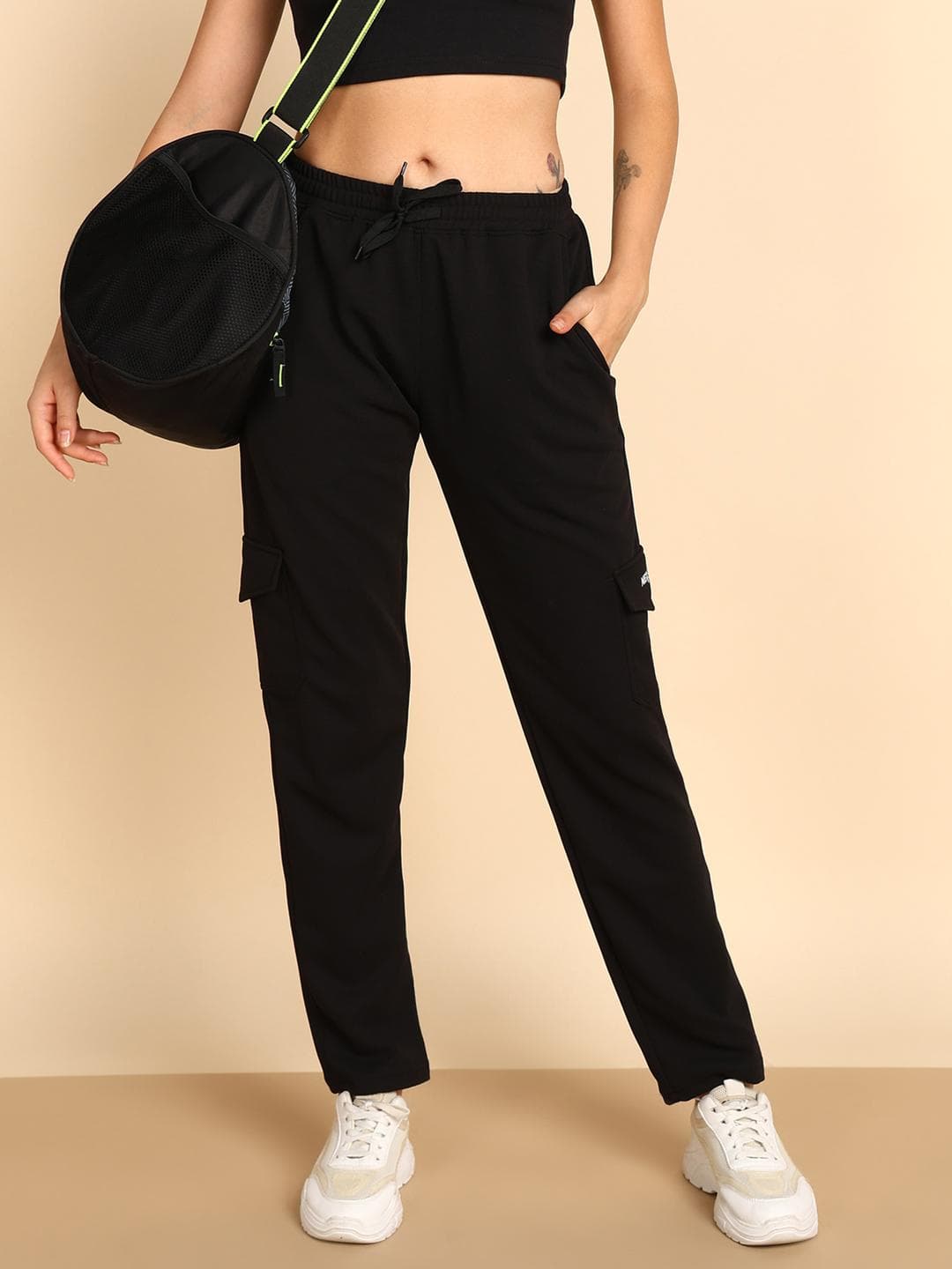 NEXSTEP Women Relaxed-Fit Mid Rise Cargo Track Pant