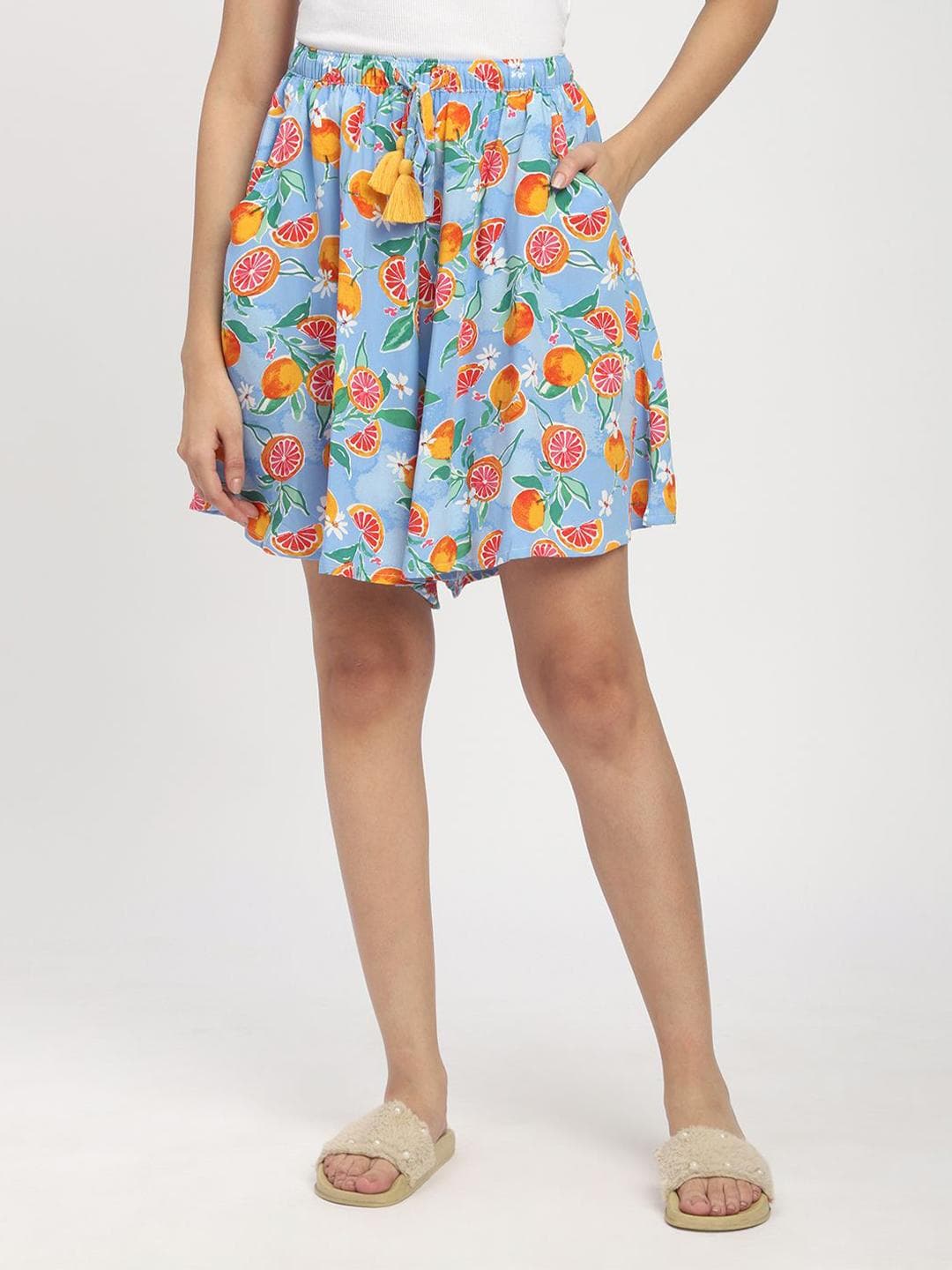 Buy BStories Women Printed Lounge Culotte Shorts - - Apparel for Women