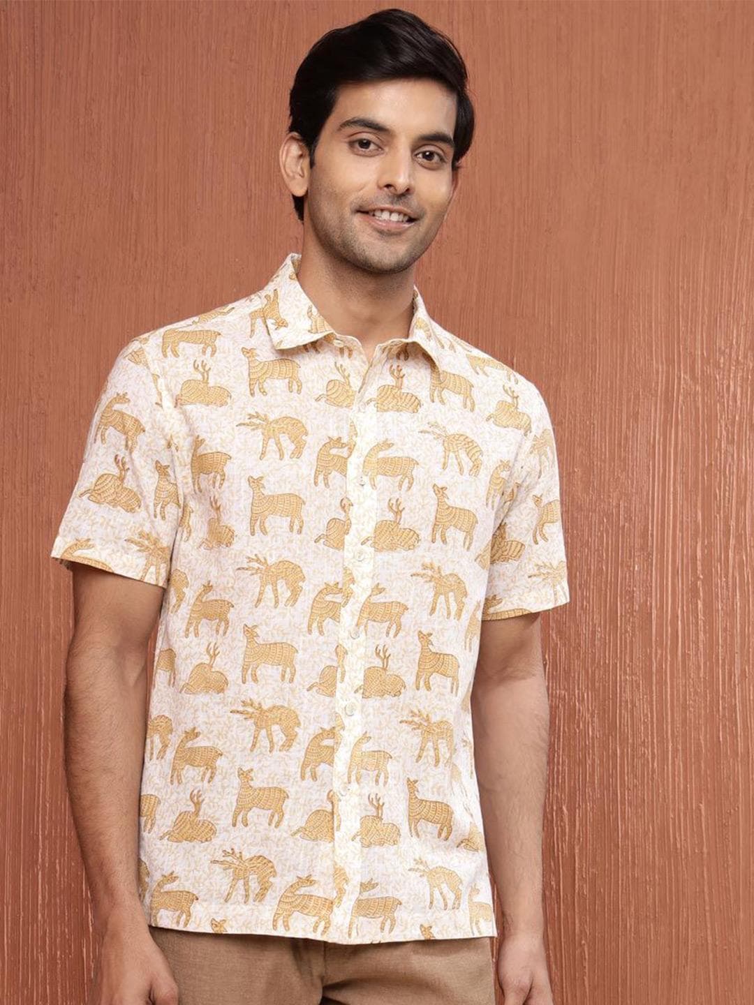 Fabindia Men Spread Collar Conversational Printed Cotton Casual Shirt