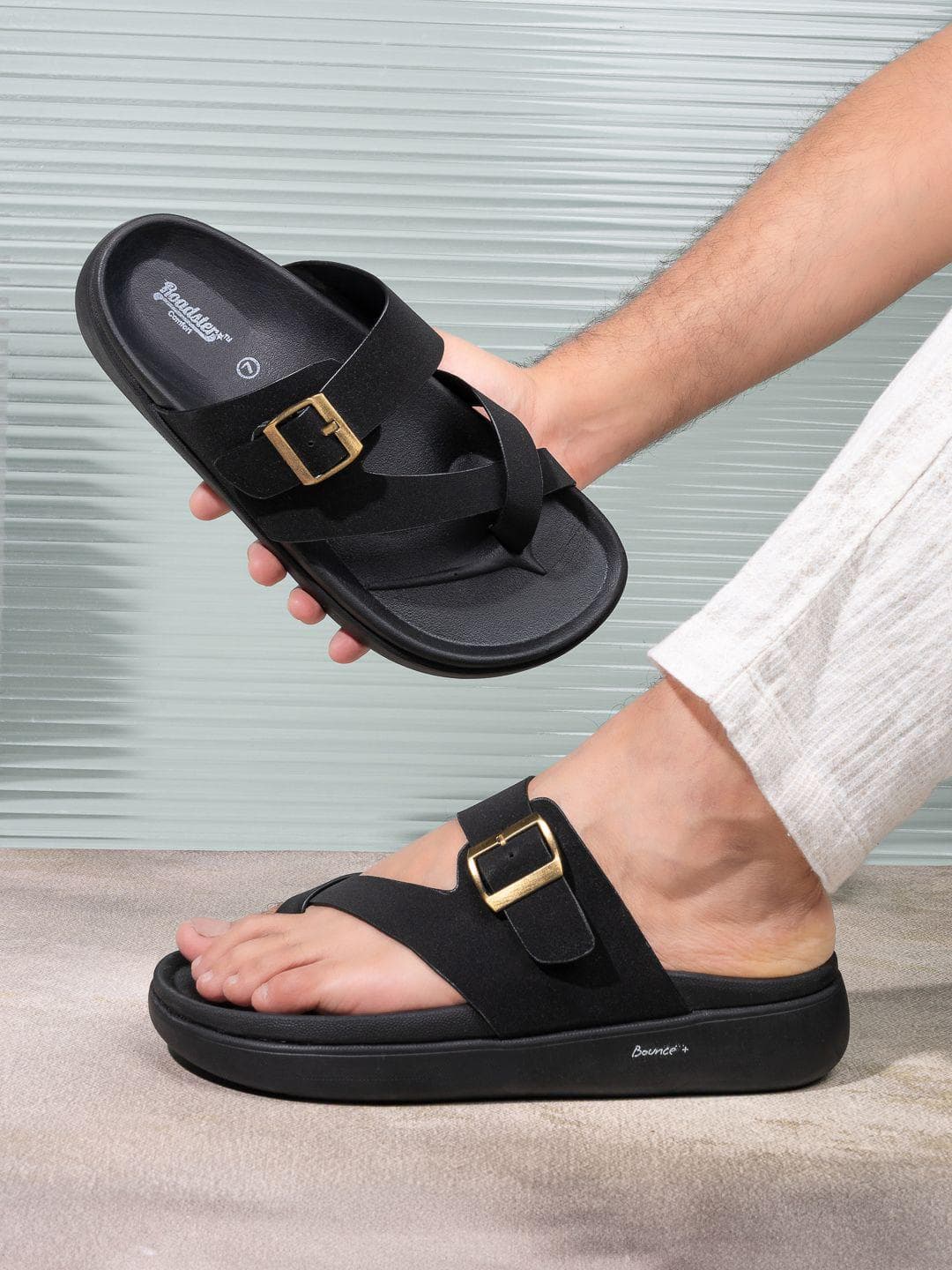 The Roadster Lifestyle Co. Men Slip-On Casual Comfort Sandals with Buckles