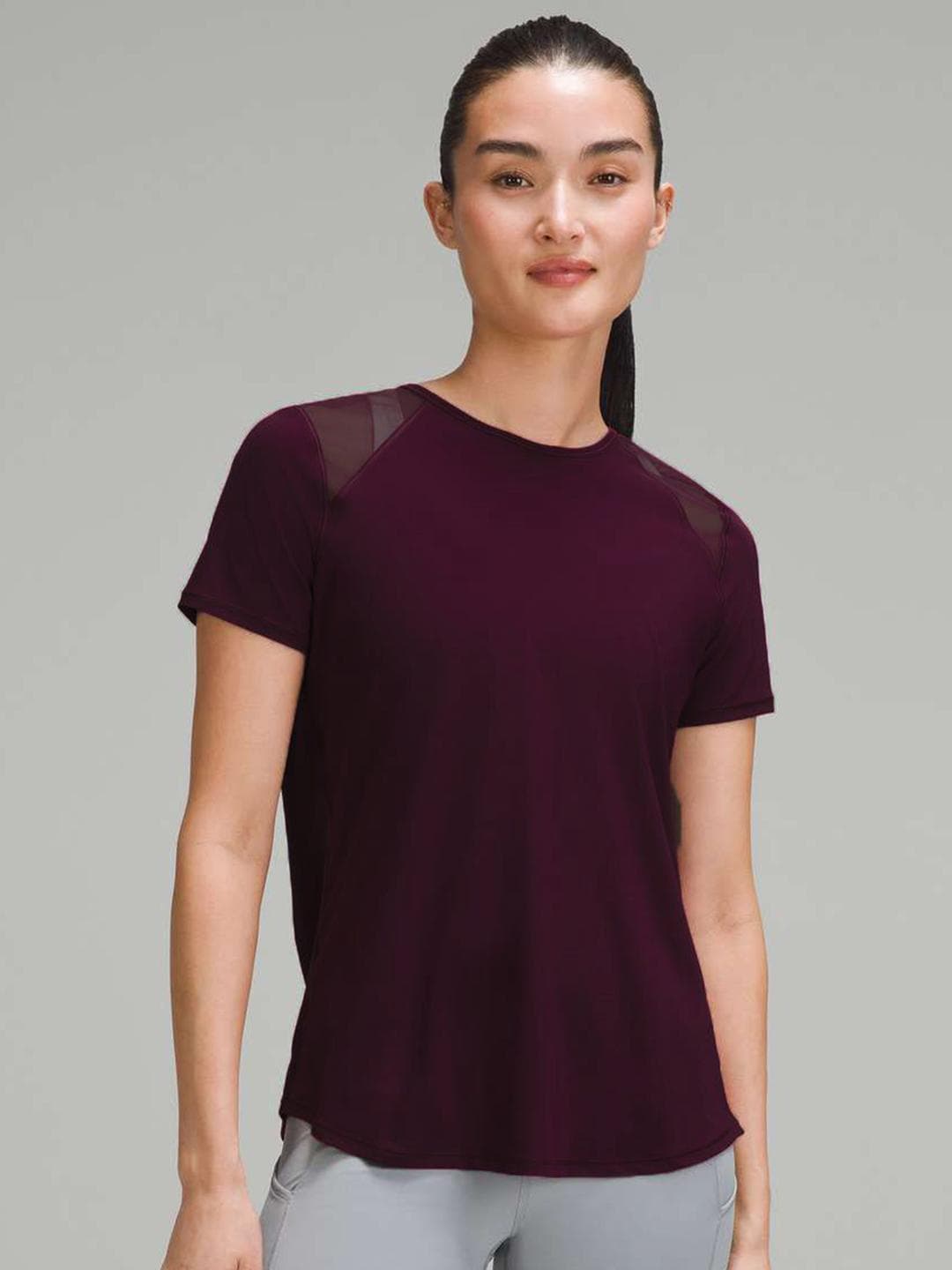 appulse Women's Shorts Sleeve Mesh Shoulder Sports T-shirt